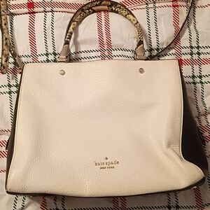 Kate Spade New York Pebbled Leather Satchel with Snake-Print